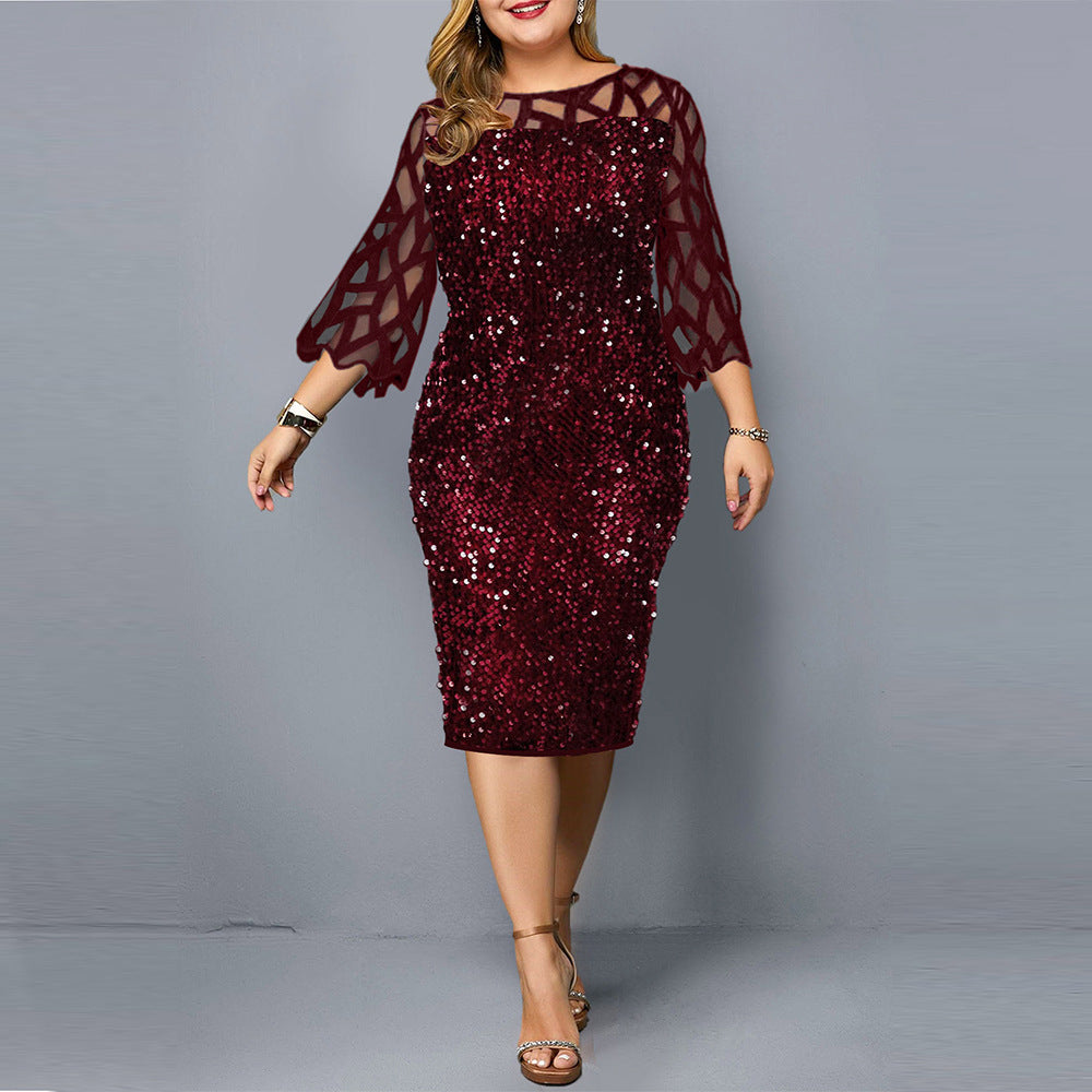 Drune Damenkleid mit Lotusblatthülse und Pailletten