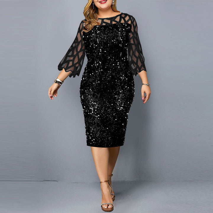 Drune Damenkleid mit Lotusblatthülse und Pailletten