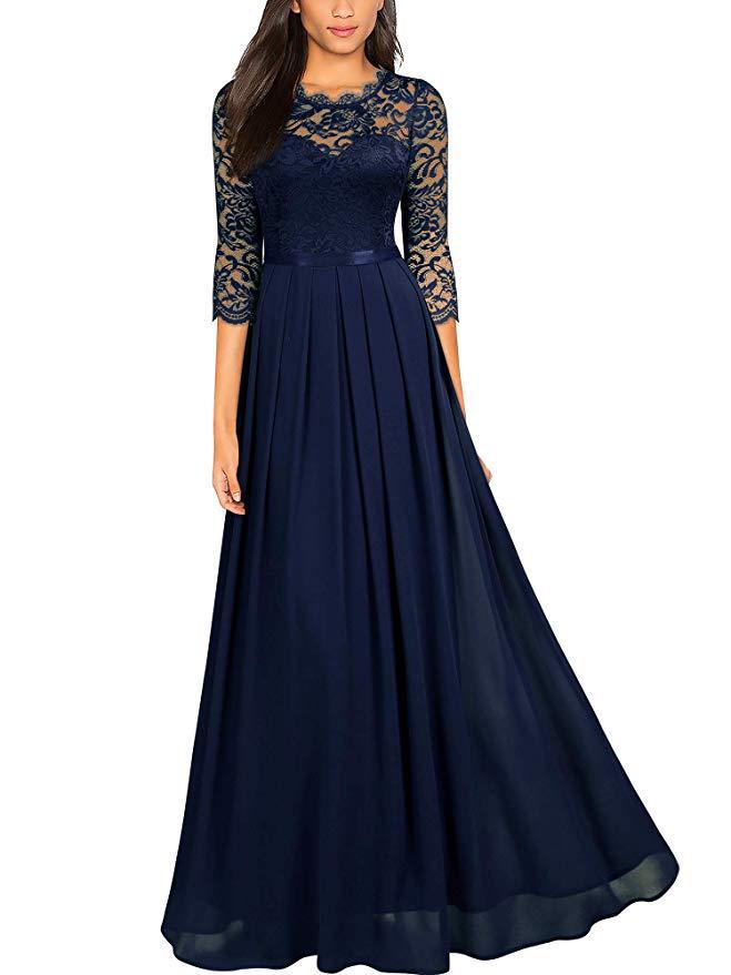Drune | Elegantes Chiffon Kleid Mit Spitzen Einsätzen Für Brautjungfern