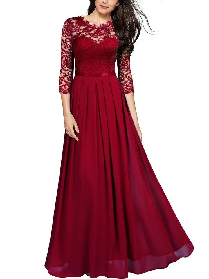 Drune | Elegantes Chiffon Kleid Mit Spitzen Einsätzen Für Brautjungfern