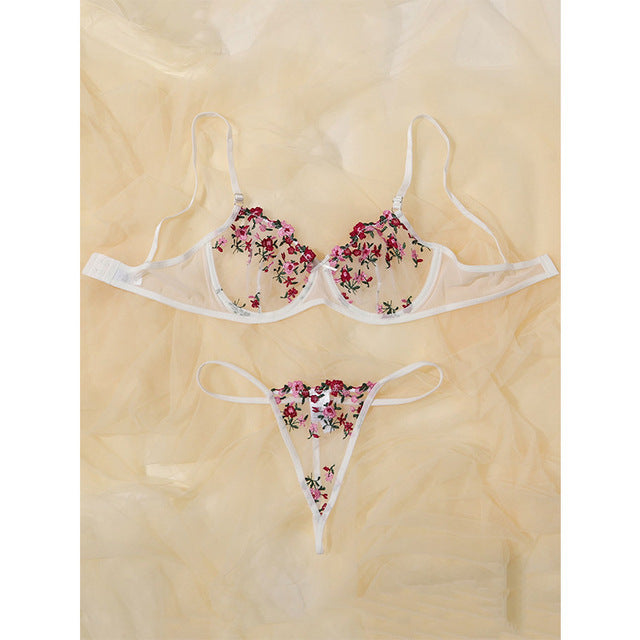Drune | Verlockend Unterwäsche Floral Stickerei Erotische Dessous Set