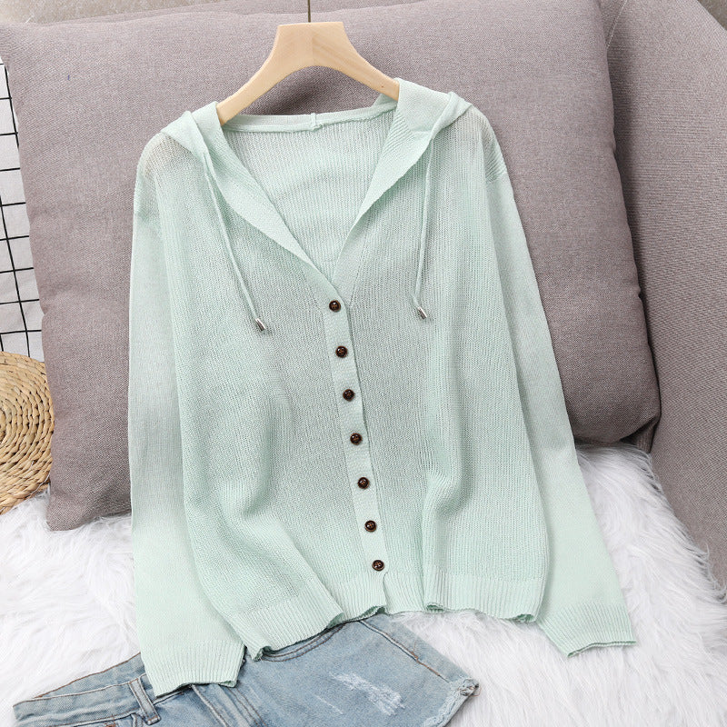 Damen Strickjacke mit Kapuze und eleganten Holzknöpfen Drune