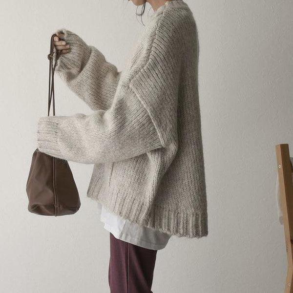 Drune | Überdimensionierter Strickpullover mit Tasche Wollmischung Lässig und Warm