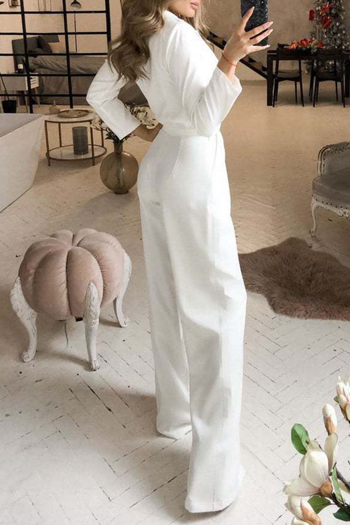 Drune | Mode Elegante Umlegekragen Gerade Jumpsuits - 3 Farben