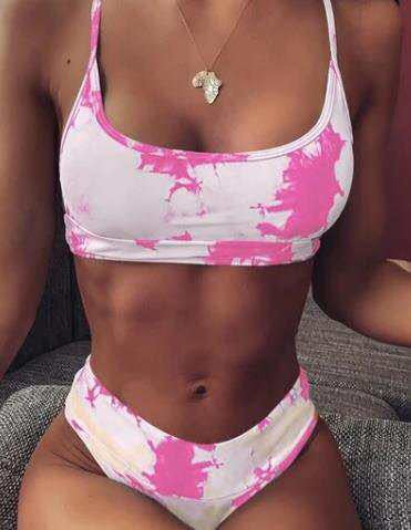 Damen Hoch tailliertes Sport-Bikini-Set Drune