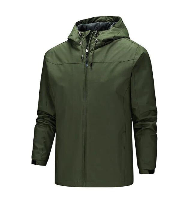 Drune | Regenjacke wasserabweisend reguläre Passform Kapuze mit Kordelzug verstellbare Ärmelbündchen