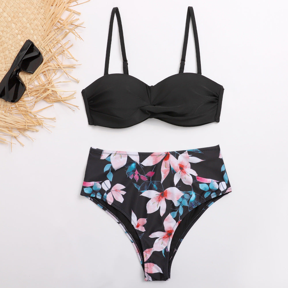 Damen Bikini-Set mit elegantem Bustier-Oberteil und hoch taillierten Unterteilen Drune