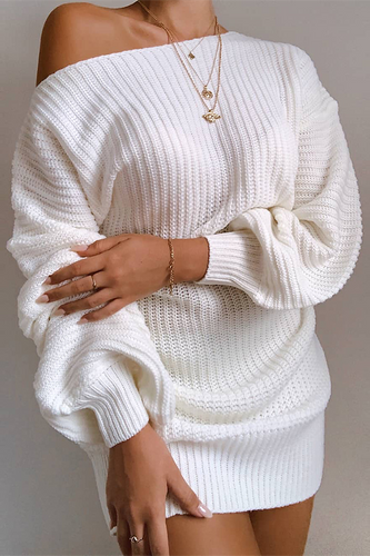 Drune | Lässiges Herbst Off-the-Shoulder Strickkleid für Frauen