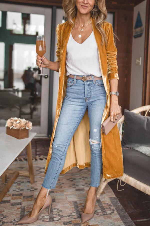 Drune - Stylischer langer Mantel mit Reverskragen und langen Ärmeln für Damen