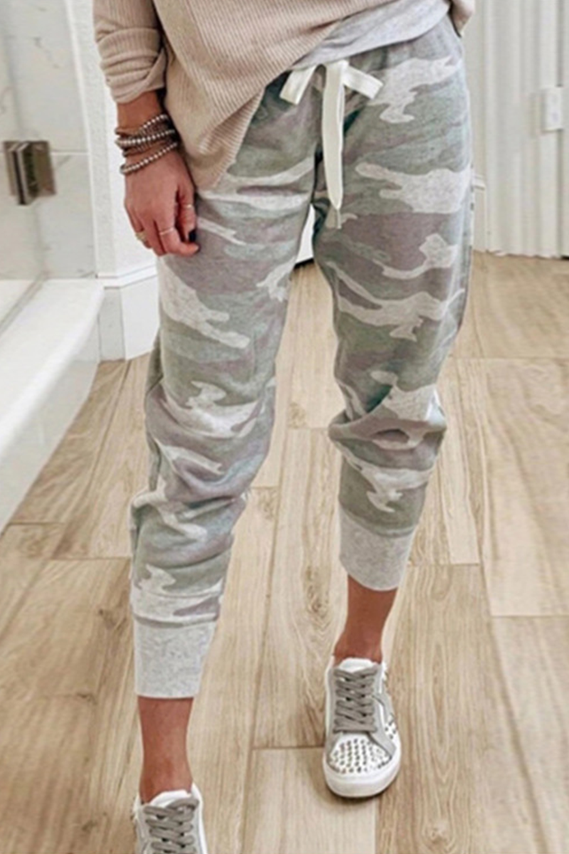 Drune | Lässig Camouflage Druck Draw String Capri Patchwork Hosen
