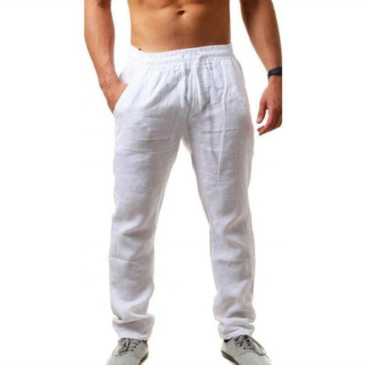 Herren nan leichte Leinenhose mit elastischem Bund tapered Schnitt Drune