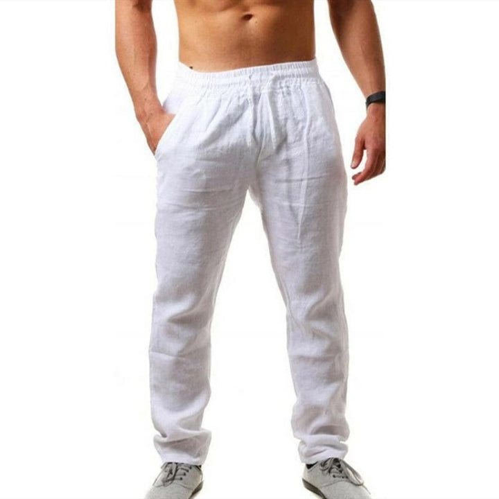 Herren nan leichte Leinenhose mit elastischem Bund tapered Schnitt Drune