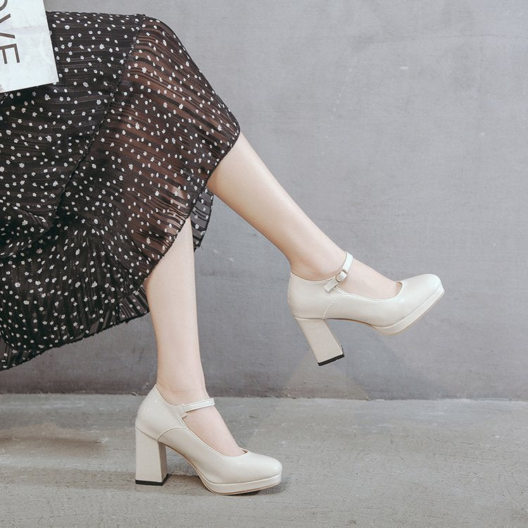 Damen Mary Jane Pumps mit elegantem Blockabsatz und praktischem Riemchen Drune