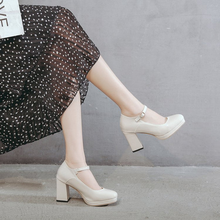 Damen Mary Jane Pumps mit elegantem Blockabsatz und praktischem Riemchen Drune