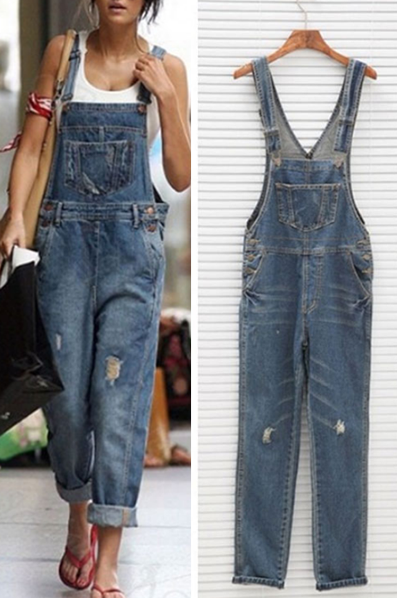 Drune | Lockere Einfarbige Split Joint Square Collar Harlan Overalls