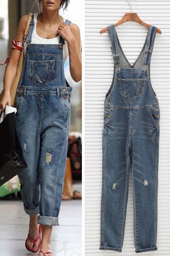 Drune | Lockere Einfarbige Split Joint Square Collar Harlan Overalls