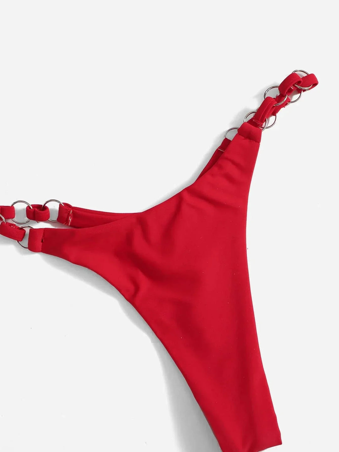 Drune | Roter Halter-Triangle-Bikini mit Ringdetail für Damen