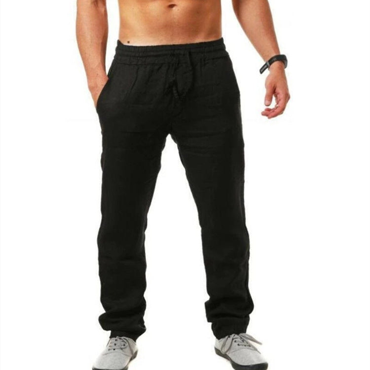 Herren nan leichte Leinenhose mit elastischem Bund tapered Schnitt Drune