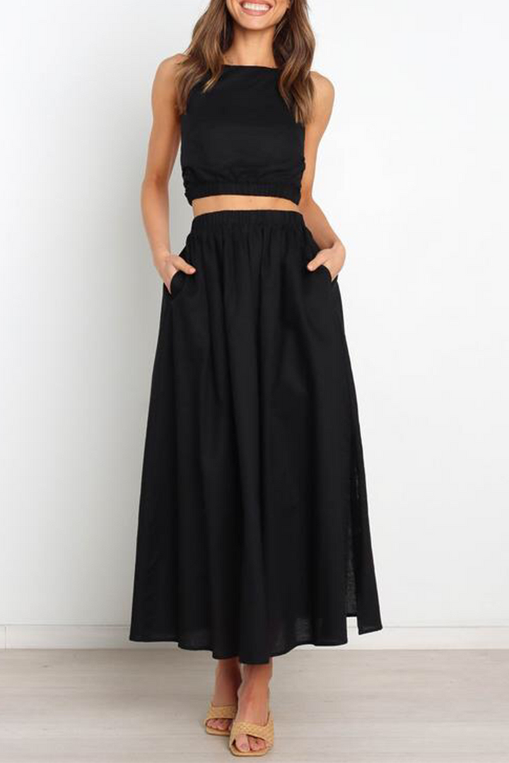 Drune | Sexy Einfarbig Patchwork Halter Kleid - 3 Farben