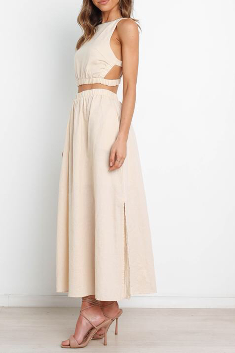 Drune | Sexy Einfarbig Patchwork Halter Kleid - 3 Farben