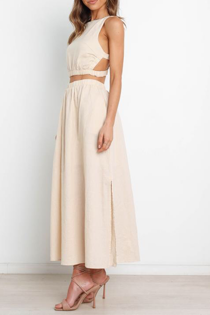 Drune | Sexy Einfarbig Patchwork Halter Kleid - 3 Farben