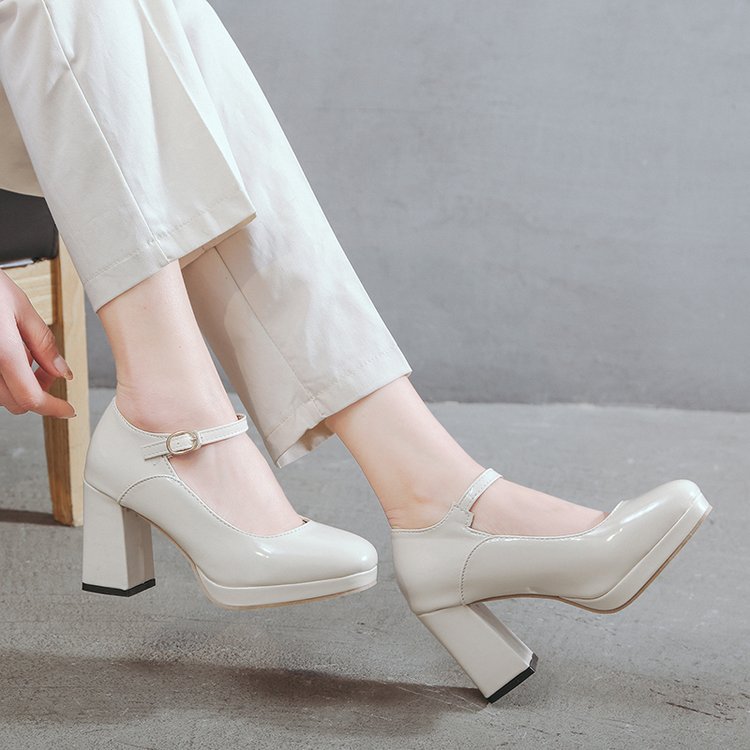 Damen Mary Jane Pumps mit elegantem Blockabsatz und praktischem Riemchen Drune