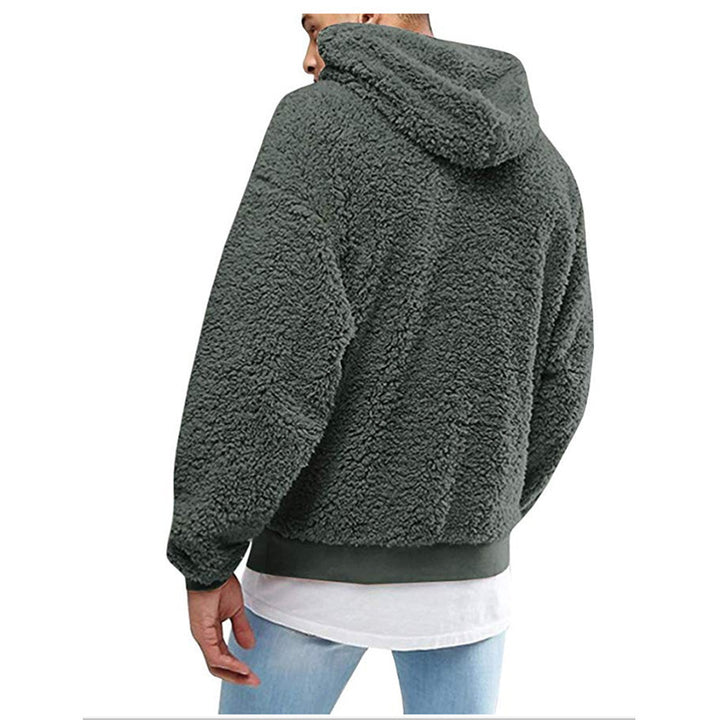 Herren Kuscheliger Teddy-Pullover mit Kapuze und elastischem Bund Drune