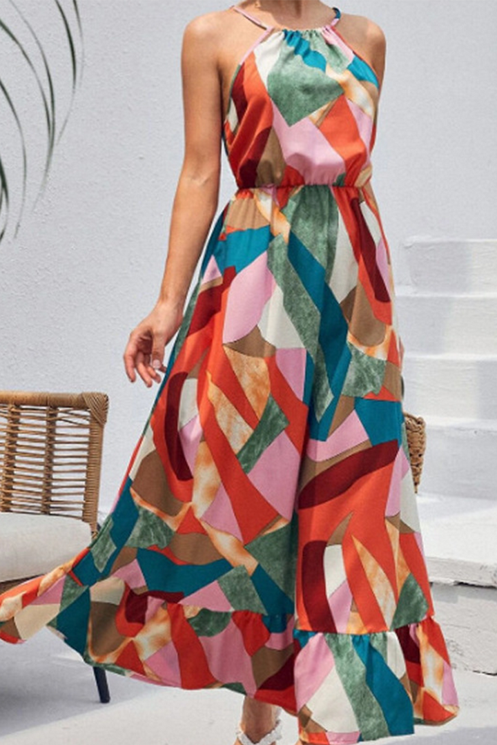 Drune | Mode Print Split Joint Halter Kuchen Röcke Kleider