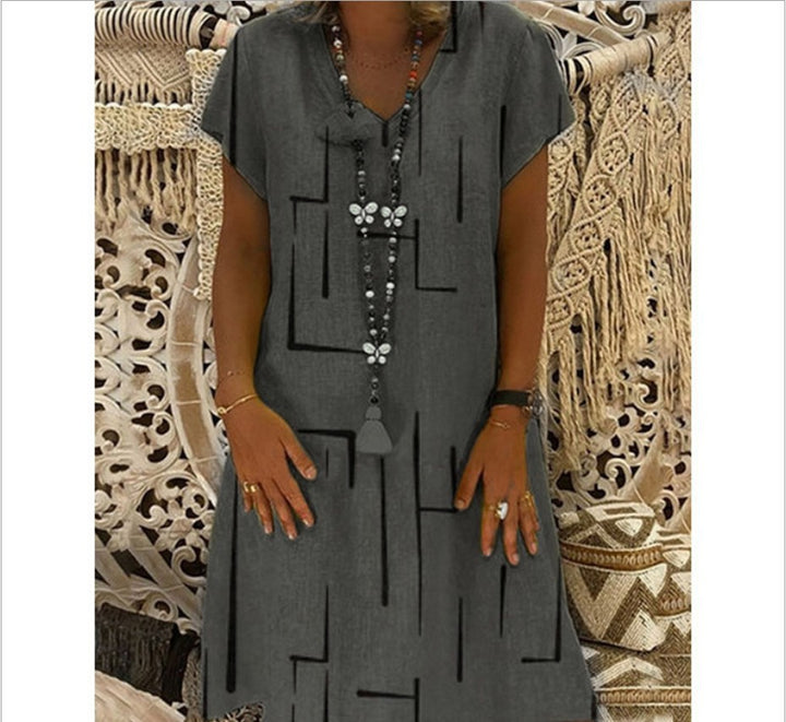 Damen Bequemes Tunika-Kleid mit modernen grafischen Mustern Drune