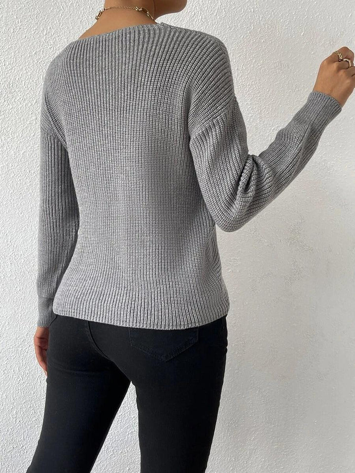 Drune | Strickbluse mit Umschlag V-ausschnitt Elegant und Einfach
