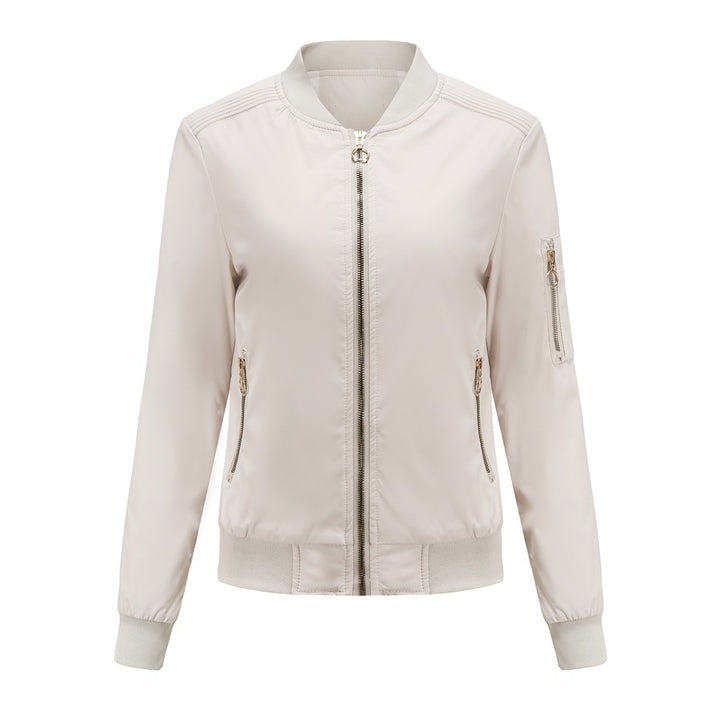 Damen nan leichte sportive Bomberjacke mit Ringzipper und Ärmeltasche Drune