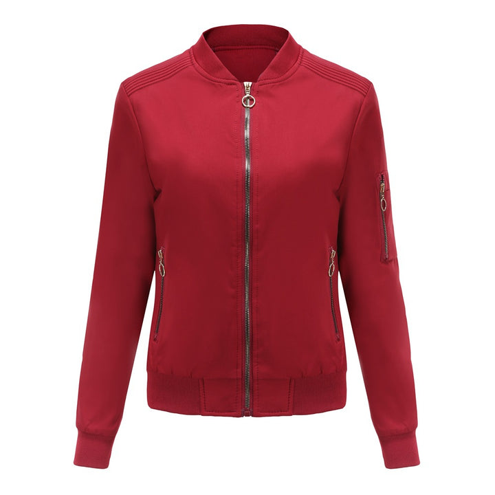 Damen nan leichte sportive Bomberjacke mit Ringzipper und Ärmeltasche Drune