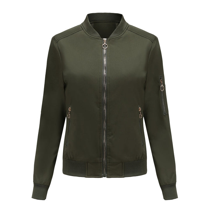 Damen nan leichte sportive Bomberjacke mit Ringzipper und Ärmeltasche Drune
