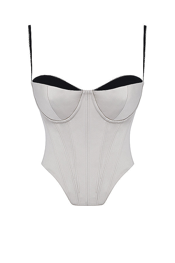 Drune | Beiges Satin Busenkorset
