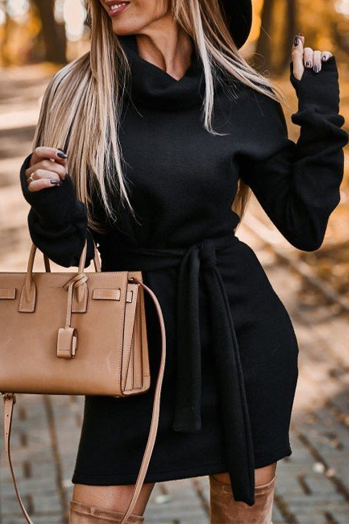 Drune | Casual Solid Frenulum Turtleneck One Step Rock Kleider- 4 Farben