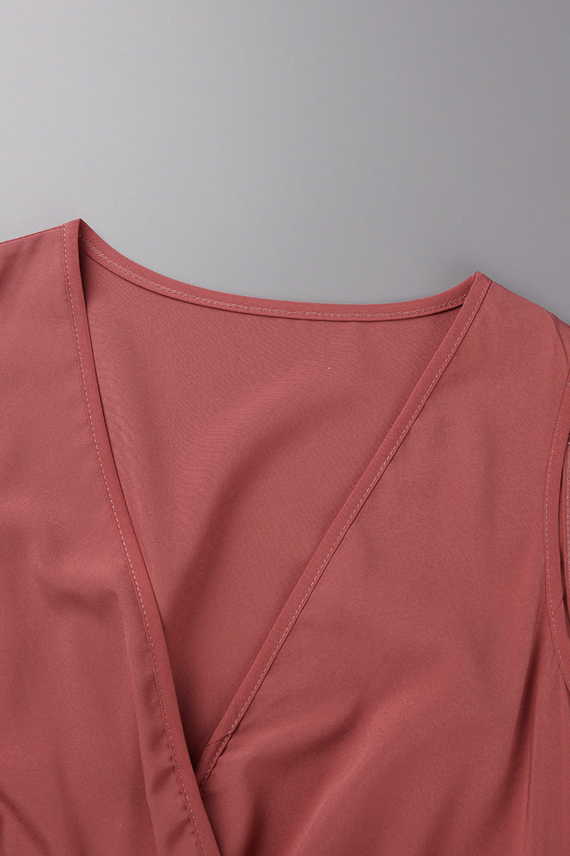 Drune | Elegante Einfarbige Hohe Öffnung V-Ausschnitt Ärmelloses Kleid Kleider- 3 Farben