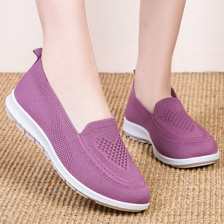 Damen nan ultraleichter gestrickter Slip-On-Loafer mit nahtlosem Sockenschaft, elastischem Einstieg und stoßdämpfender EVA-Laufsohle Drune