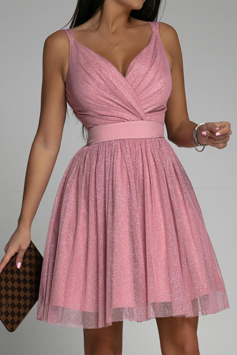 Drune | Sexy Elegante Druck Mesh V-Ausschnitt Abendkleid Kleider