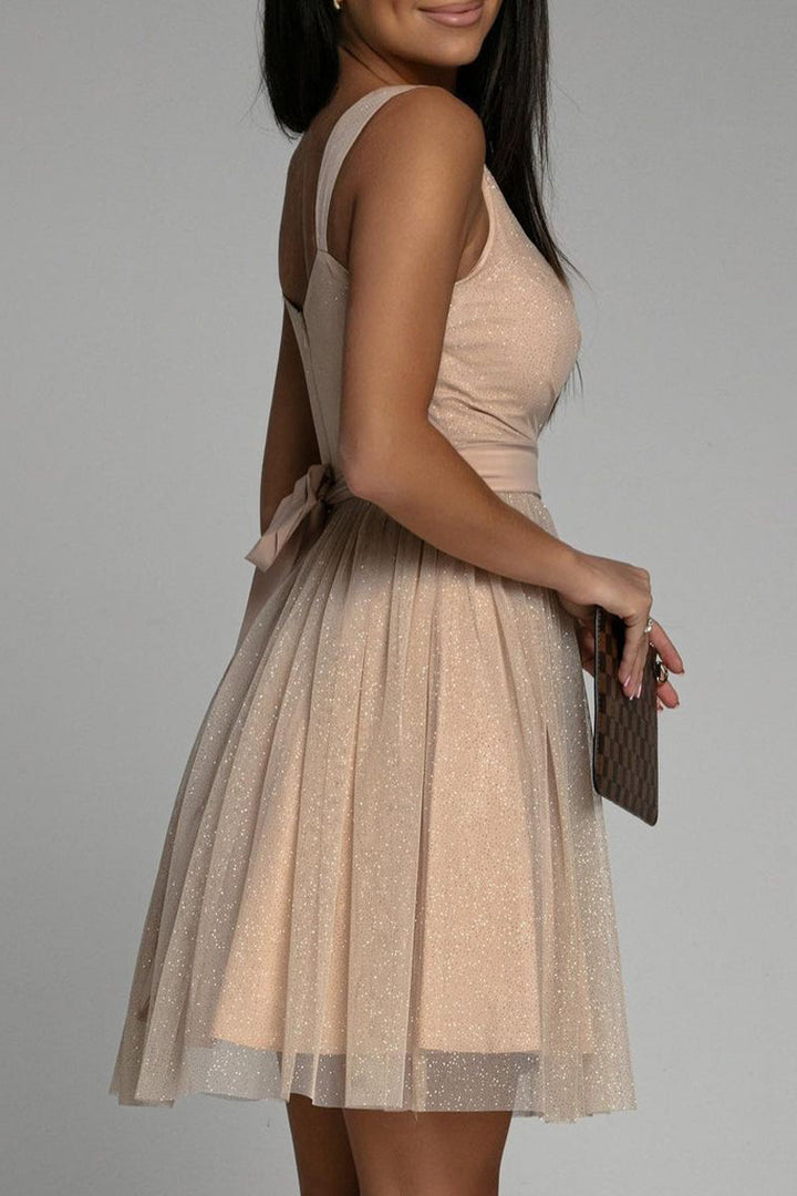 Drune | Sexy Elegante Druck Mesh V-Ausschnitt Abendkleid Kleider