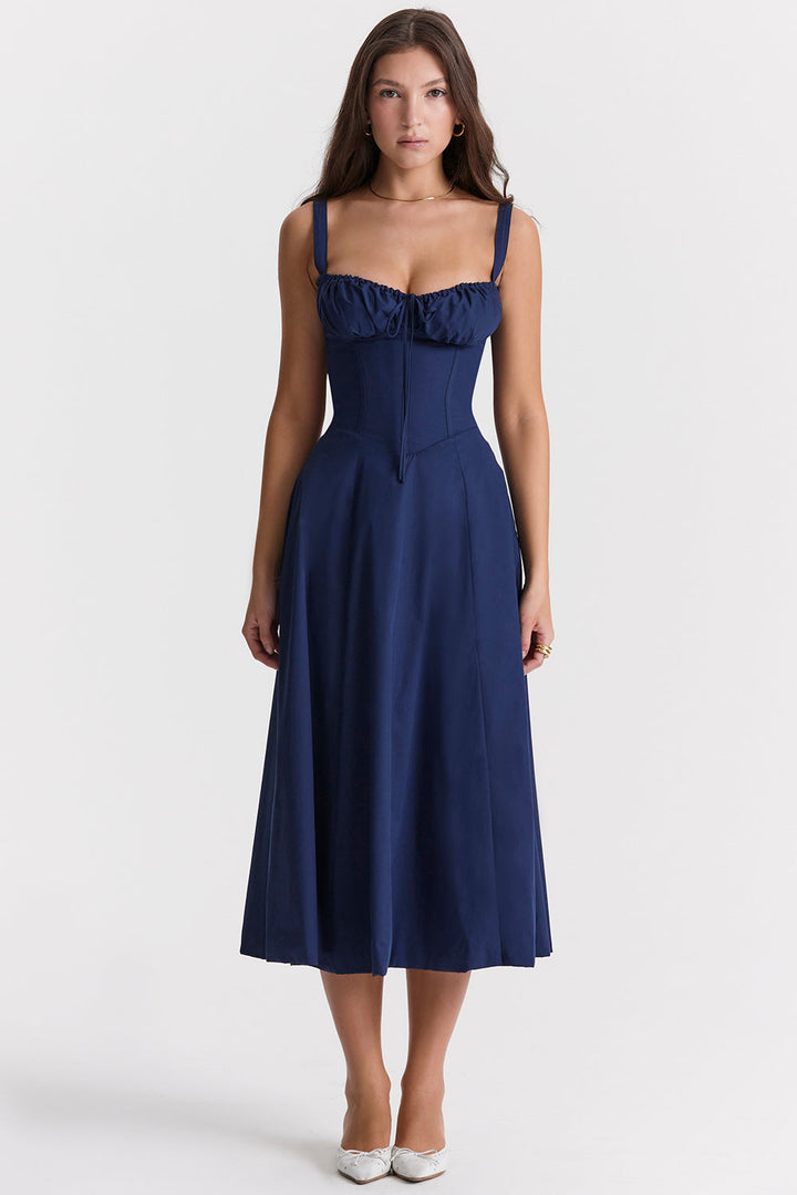 Drune - Midikleid mit tailliertem Oberteil und ausgestelltem Rock | Minikleid mit Spaghettiträgern
