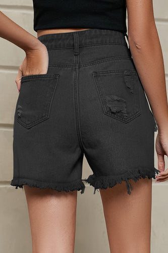 Drune | Entspannte Einfachheit Solide Quaste Niete Gerade Denim Shorts