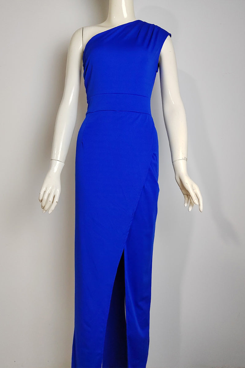 Drune | Elegantes Formelles Einfarbiges Schlitz Asymmetrisches Schräges Kragen Abendkleid Kleider - 8 Farben