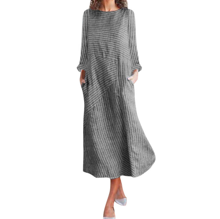 Damen Maxikleid mit asymmetrischem Design und praktischen Taschen Drune