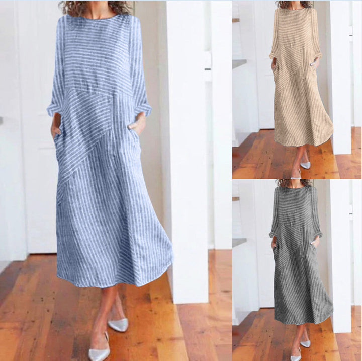 Damen Maxikleid mit asymmetrischem Design und praktischen Taschen Drune