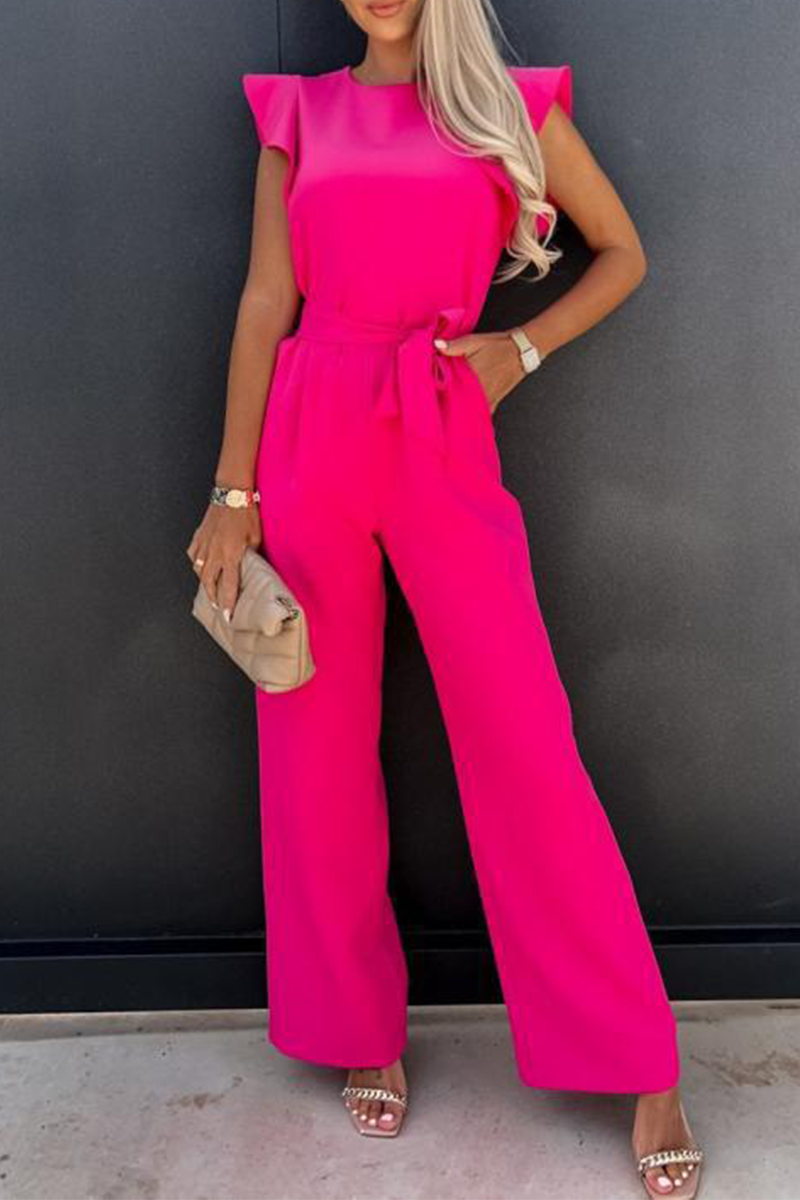 Drune | Elegante Einfarbige Taschen Frenulum O-Ausschnitt Reguläre Jumpsuits - 5 Farben