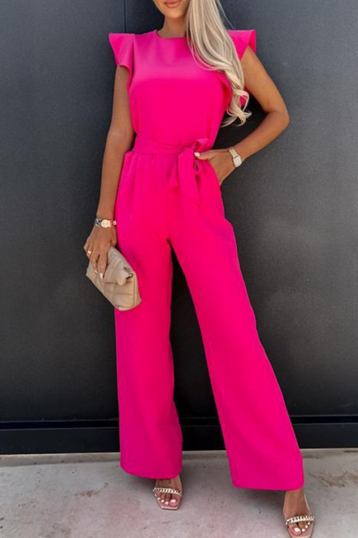 Drune | Elegante Einfarbige Taschen Frenulum O-Ausschnitt Reguläre Jumpsuits - 5 Farben