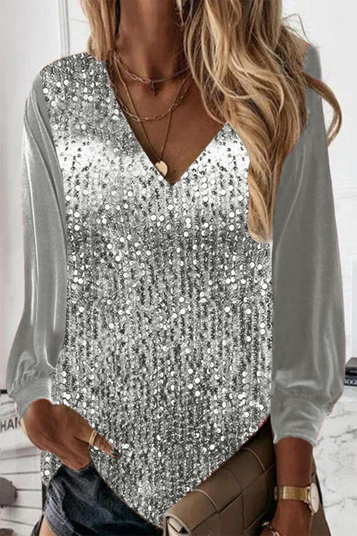 Drune | Schlichte Glitzerbluse