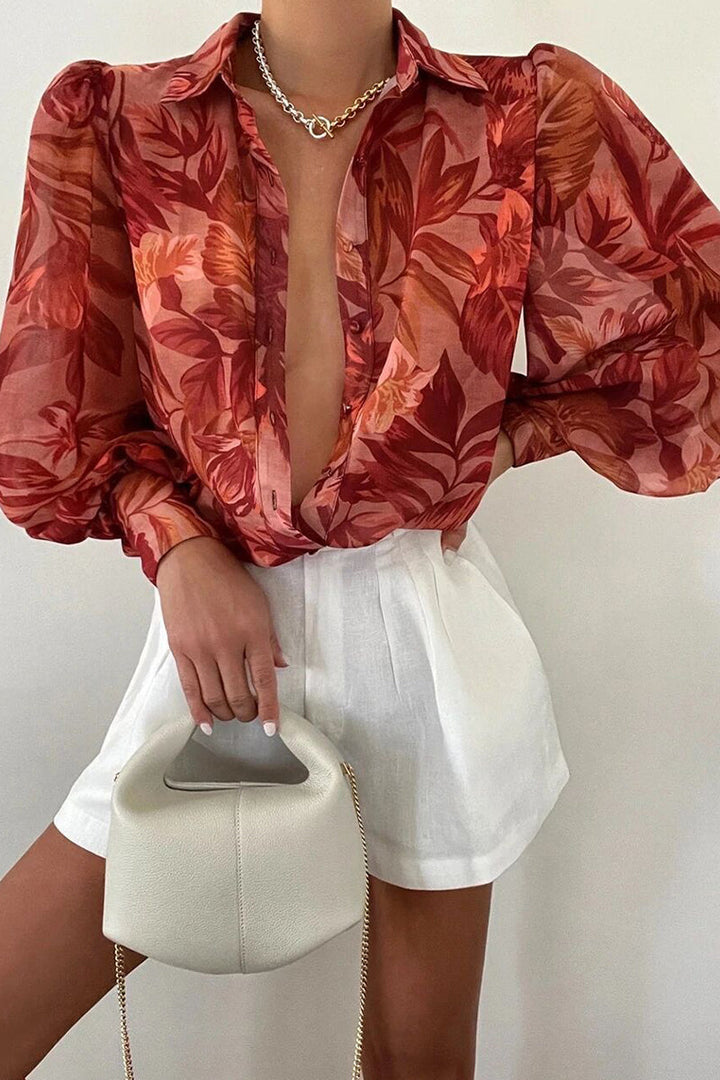 Drune | Blumenbluse mit Puffärmeln für Damen