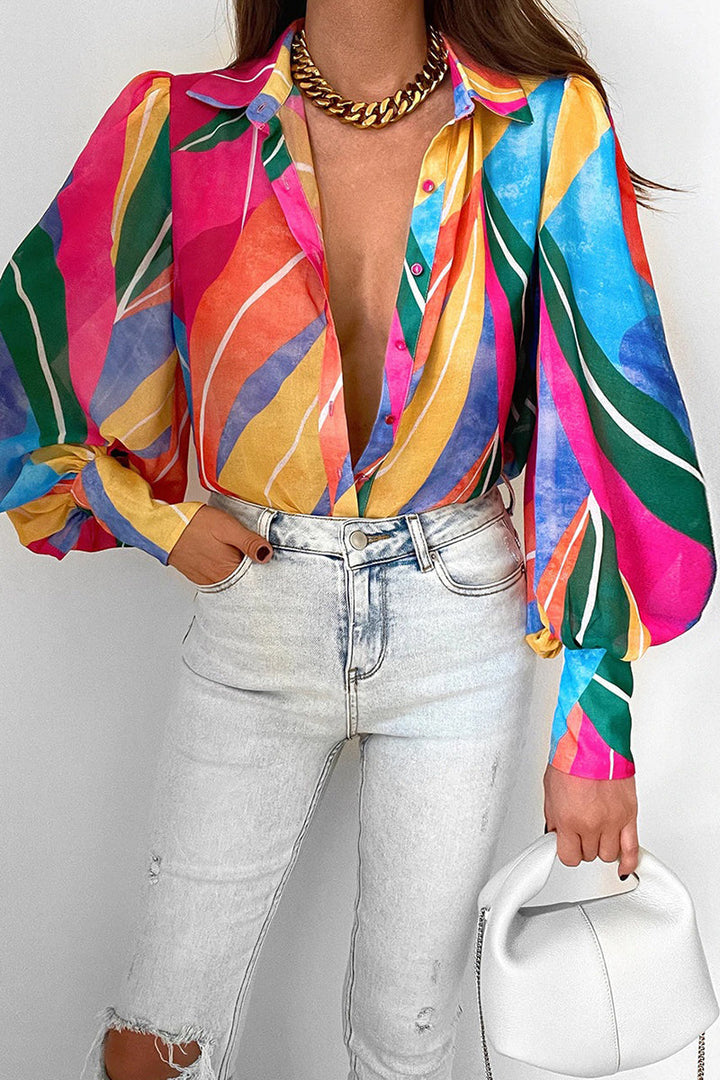 Drune | Blumenbluse mit Puffärmeln für Damen
