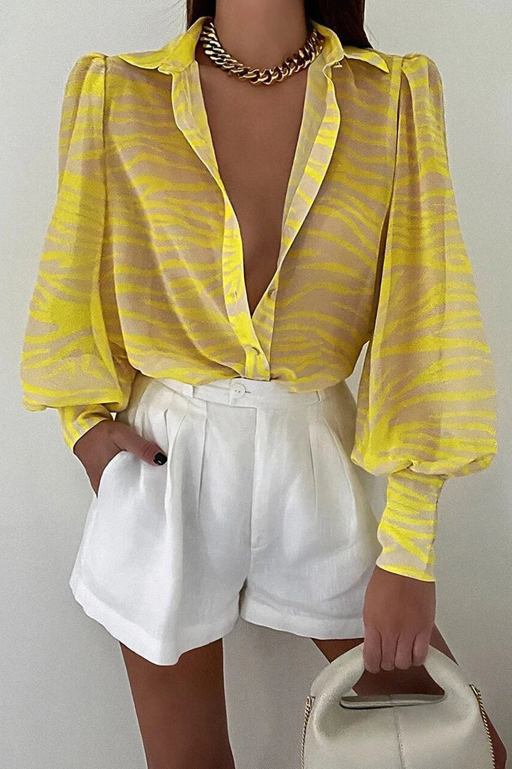 Drune | Blumenbluse mit Puffärmeln für Damen